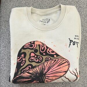 Cream Sweatshirt with Mushroom Design